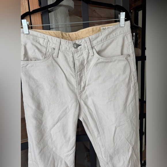 Rag & Bone straight leg jeans ecru light gray beige high rise waisted pants - Picture 5 of 9